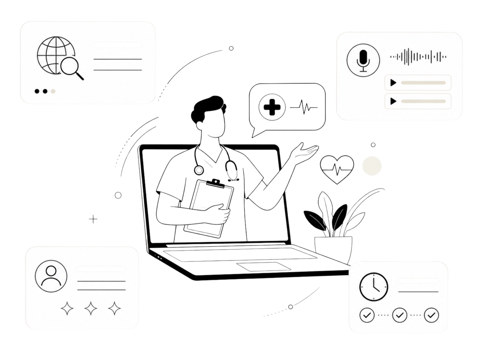 Healthcare leadership branding illustration